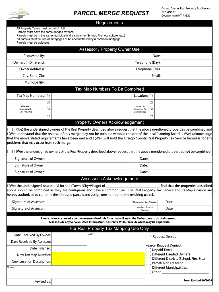 Otsego County Tax Map  Form