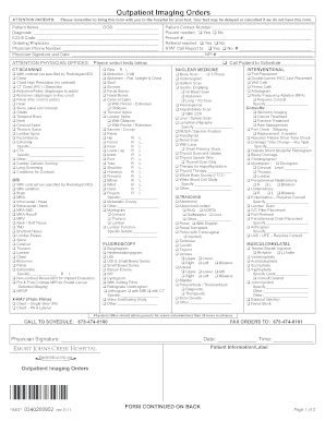 Outpatient Imaging Orders Emory Johns Creek Hospital  Form