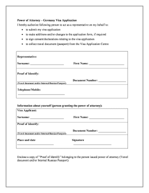 German Power of Attorney Template  Form