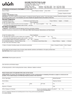 Unum Physician Statement Form