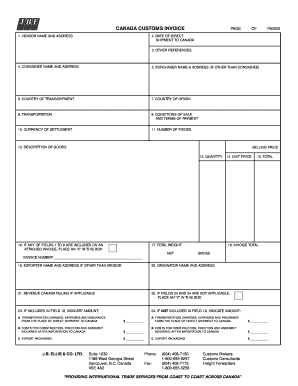 Customs Invoice  Form
