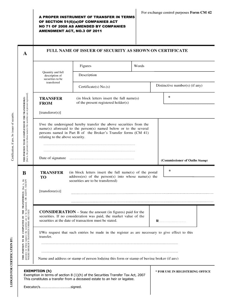 Instrument of Transfer Sample  Form