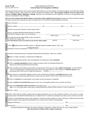 Form ST 105 General Sales Tax Exemption Certificate