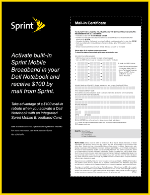 Sprint Rebate Card  Form
