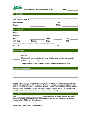 Bge Contractor Assist Form