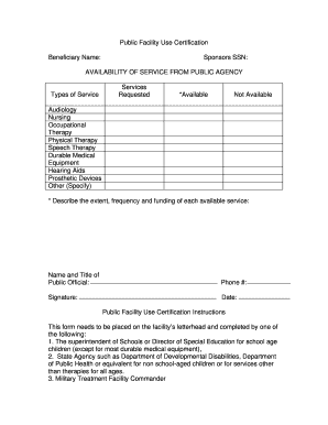 Public Facility Use Certification Form Humana Military