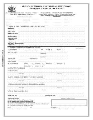  Trinidad and Tobago Immigration Arrival Card 2008