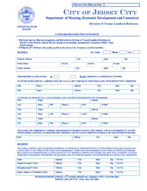Landlord Registration Statement Jersey City  Form
