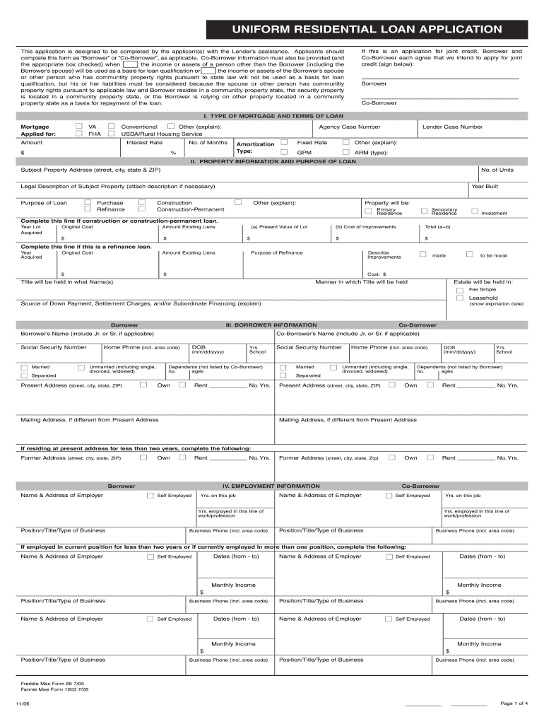 UNIFORM RESIDENTIAL LOAN APPLICATION Independent Bank 2006