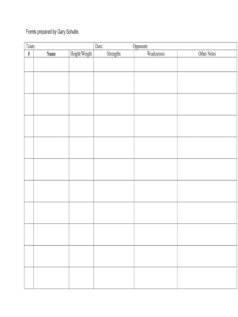 Basketball Scouting Report Template  Form