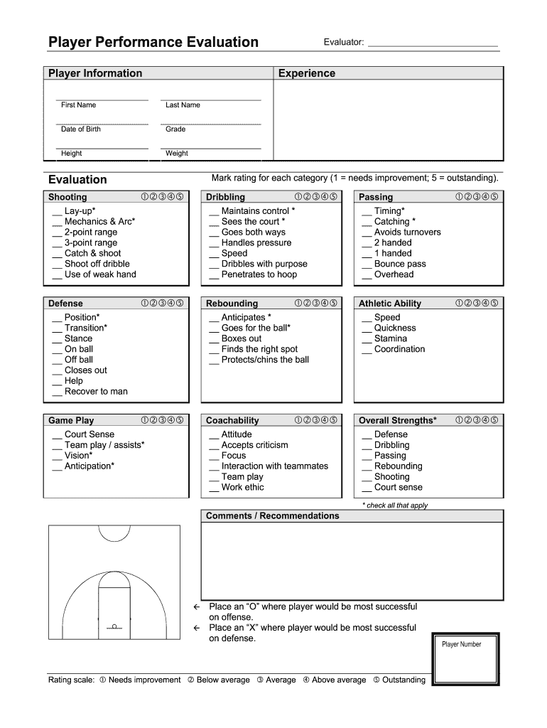 Basketball Player Evaluation Form