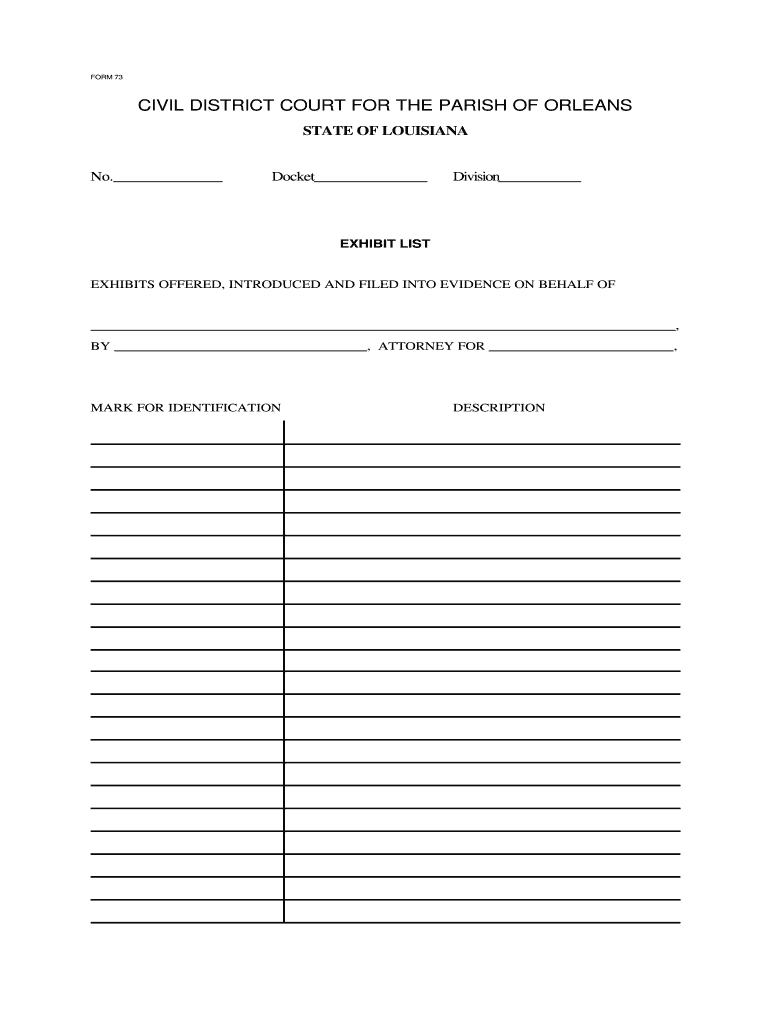 Evidence List Template  Form
