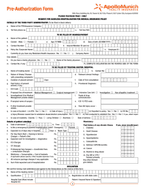 Iffco Tokio Pre Auth Form