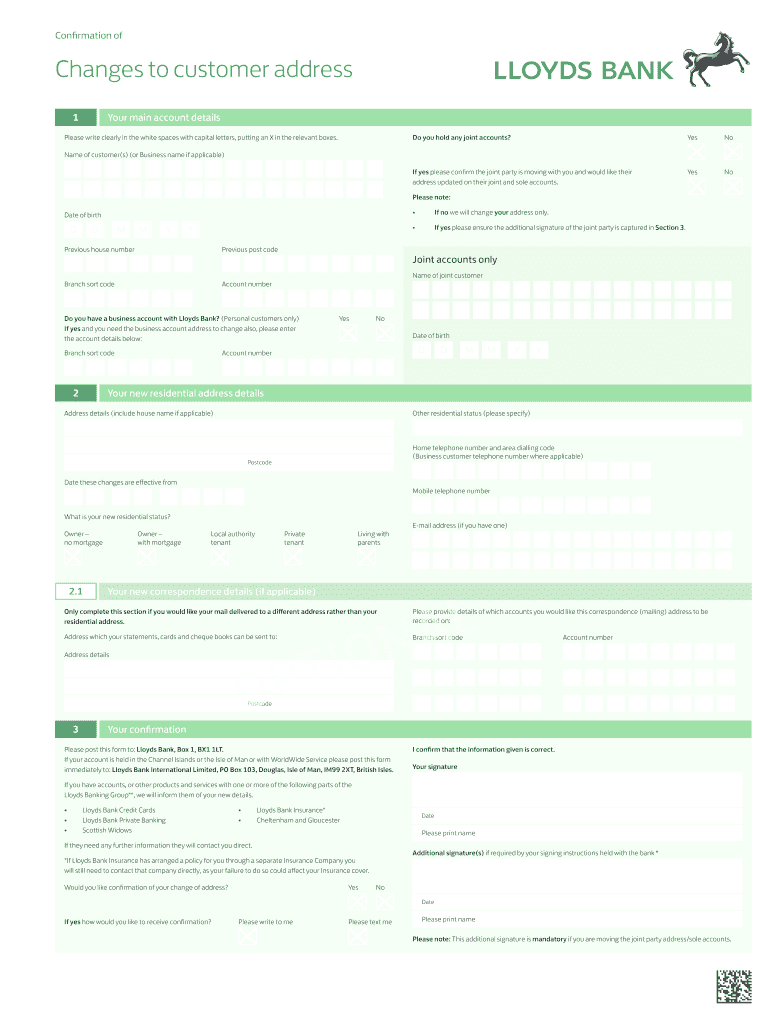 Lloyds Bank Address  Form