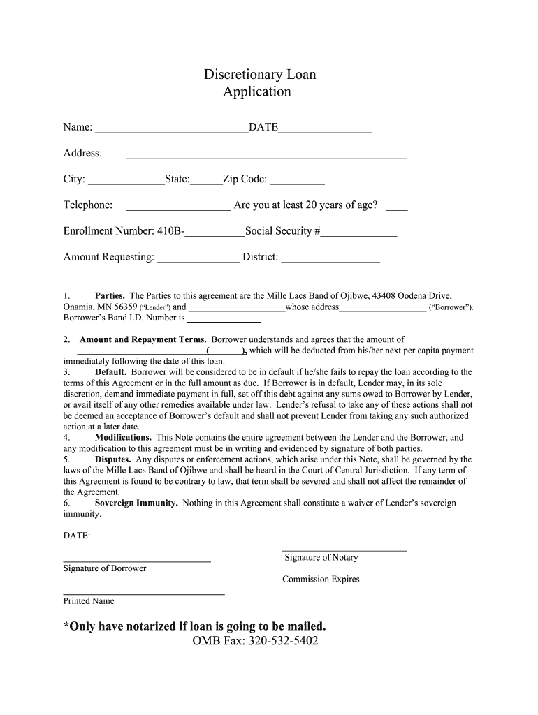 Discretionary Loan  Form