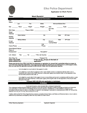 Work Permit Application  Form