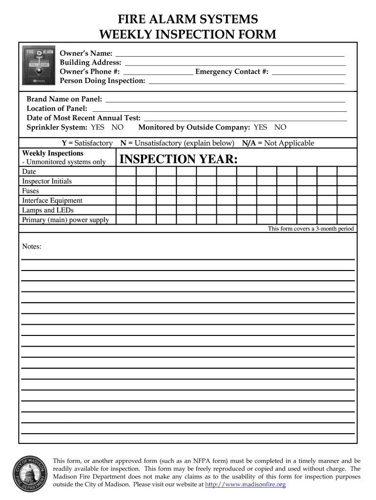 Fire Alarm Inspection Forms