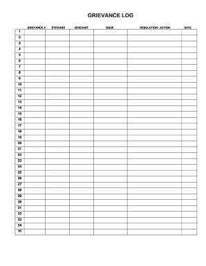 GRIEVANCE LOG Branch 38  Form