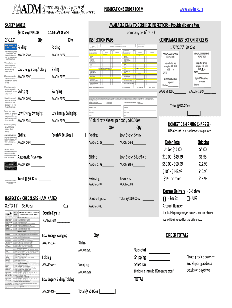 Aaadm Inspection Forms