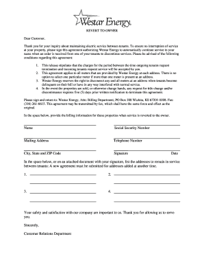 Westar Revert to Owner Form