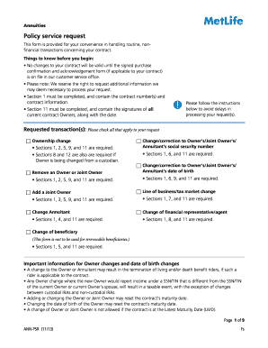 Policy Service Request Form