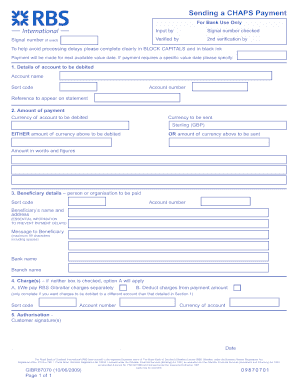 Sending a CHAPS Payment  Form