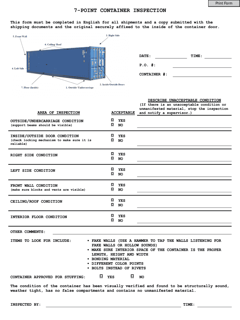 Container Inspection Checklist PDF  Form