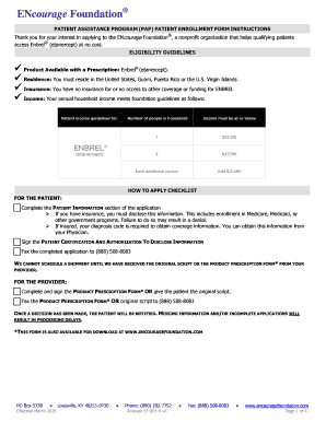 Encourage Foundation Patient Application RxResource Org  Form
