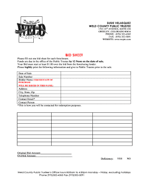 Welding Bid Sheet  Form