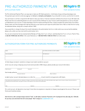 Bc Hydro Pre Authorized Payment Form