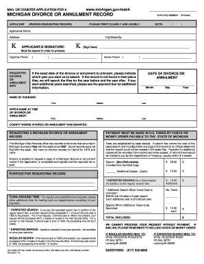 Record of Divorce Michigan Fillable  Form