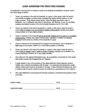 Lease Addendum for Drug Housing  Form