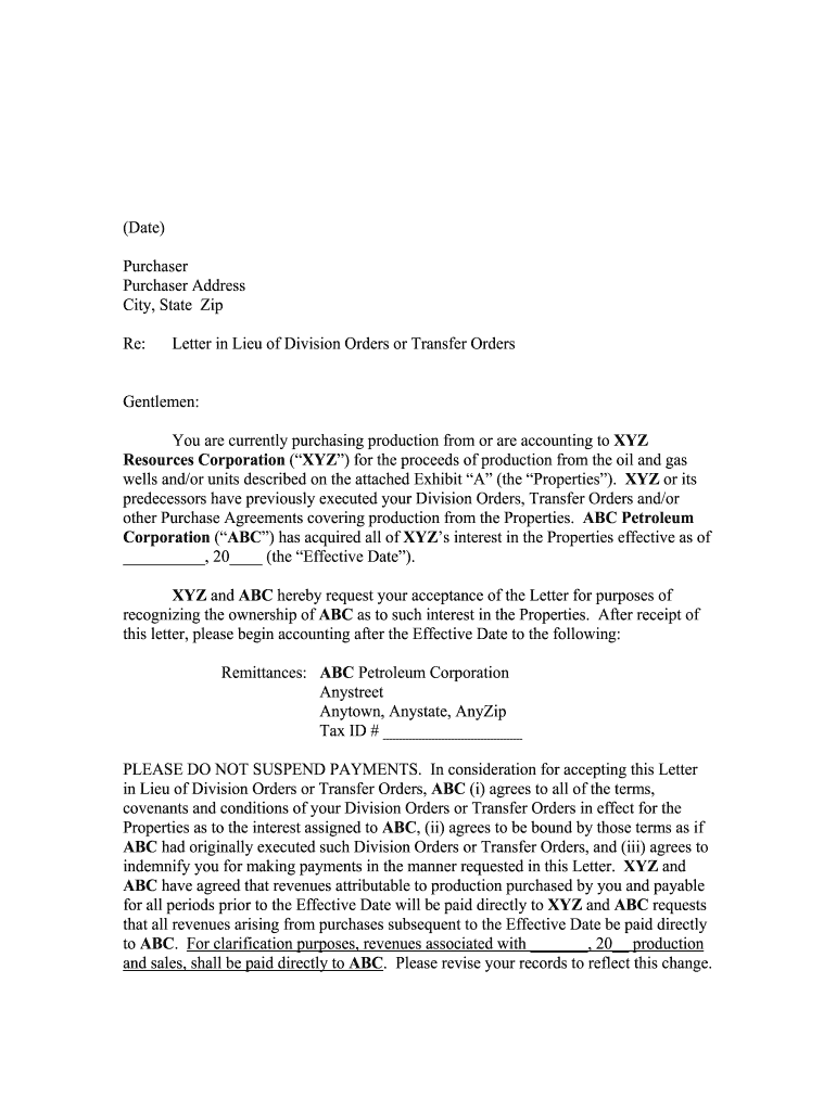 Transfer Order Letter Format