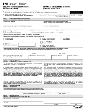 SECURITY SCREENING CERTIFICATE and BRIEFING FORM