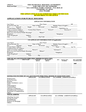 Municipal Housing Application  Form