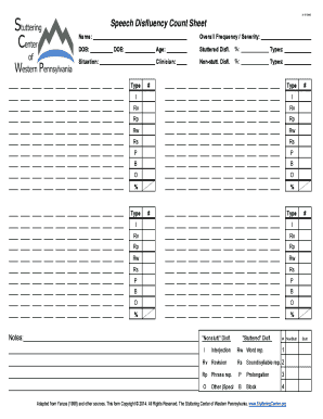 Fluency Count Sheet  Form