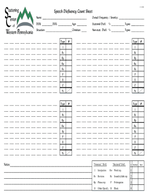 Fluency Count Sheet  Form