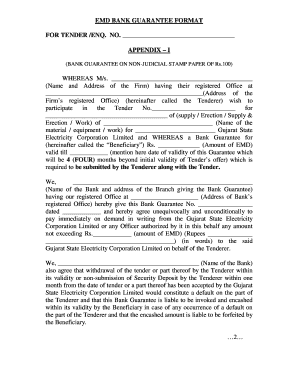 Bank Guarantee Format for Tender