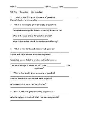 Greatest Discoveries with Bill Nye Genetics Worksheet Answers  Form