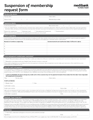 Medibank Suspension Form