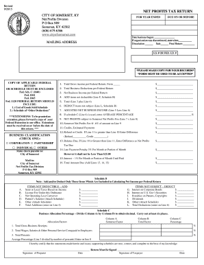 Net BProfitb Tax Return City of Somerset  Form