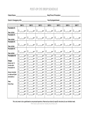 Eye Drop Schedule Template  Form