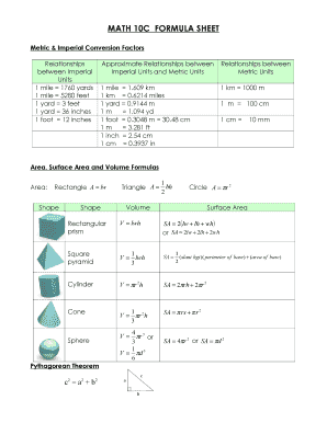 MATH 10C FORMULA SHEET