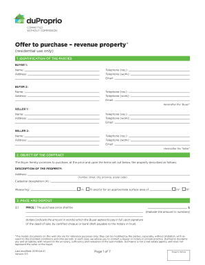  Duproprio Offer to Purchase PDF 2015