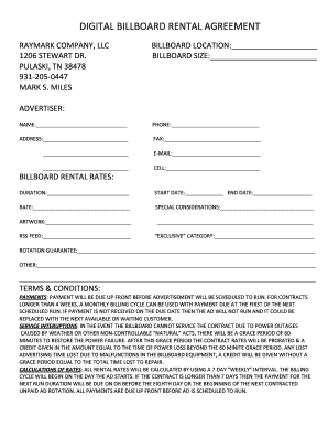 DIGITAL BILLBOARD RENTAL AGREEMENT Raymark Company  Form
