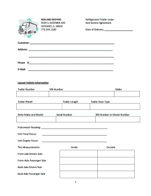 Reefer Trailer Rental Agreement Form