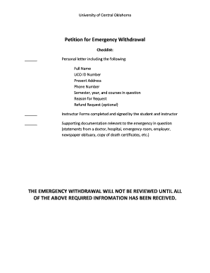 Emergency Withdrawal Uco  Form