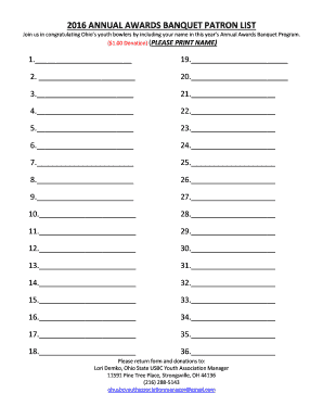 Patron List for Church Fundraiser  Form