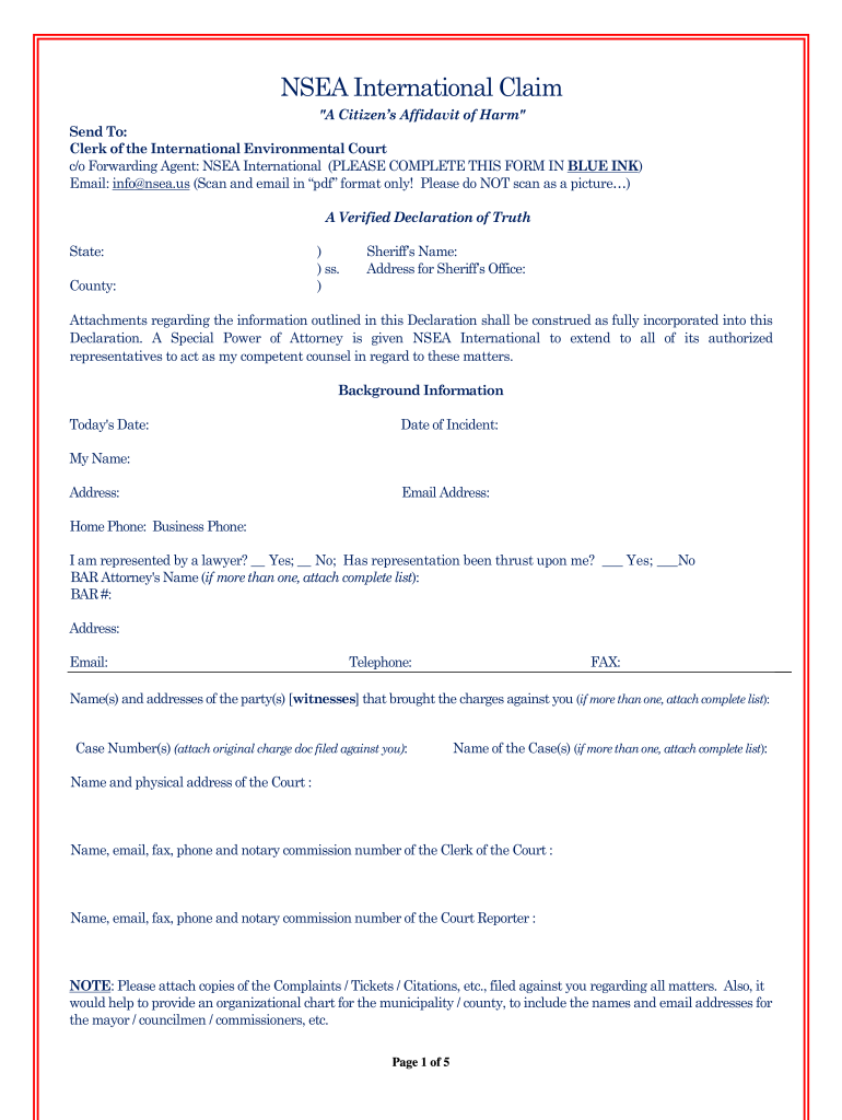 Nsea International  Form