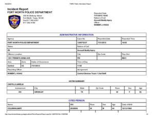 File Police Report Online Fort Worth  Form